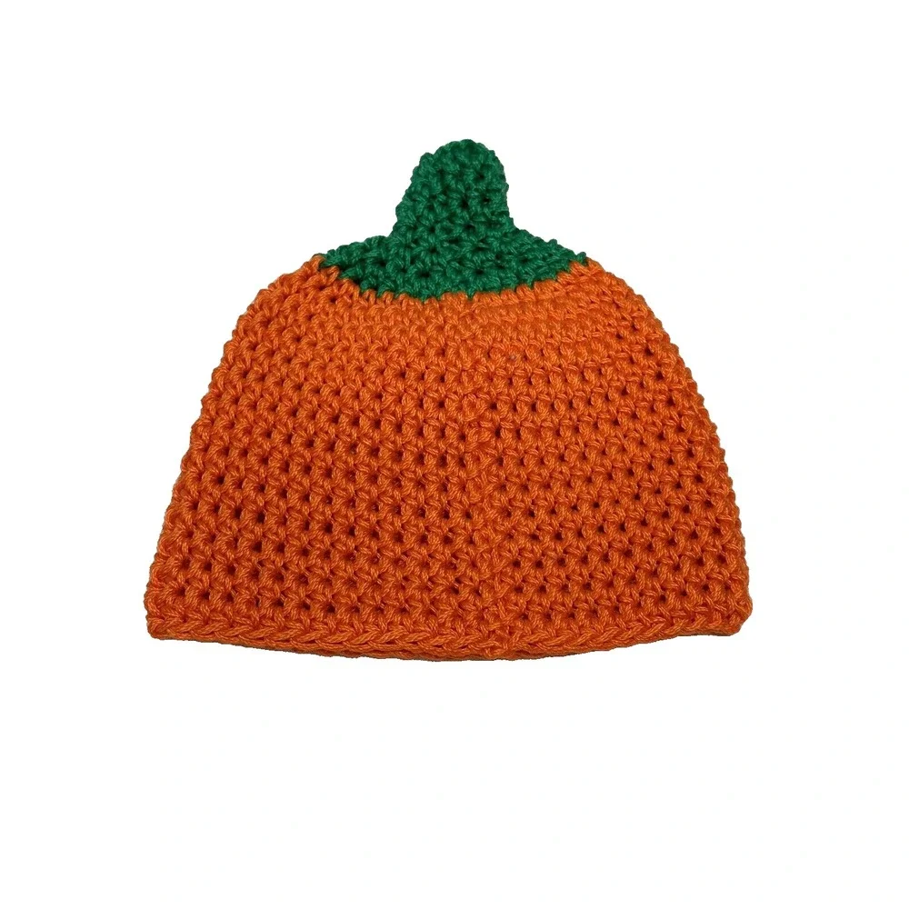 NEW‎ handmade crocheted newborn baby hat yarn pumpkin